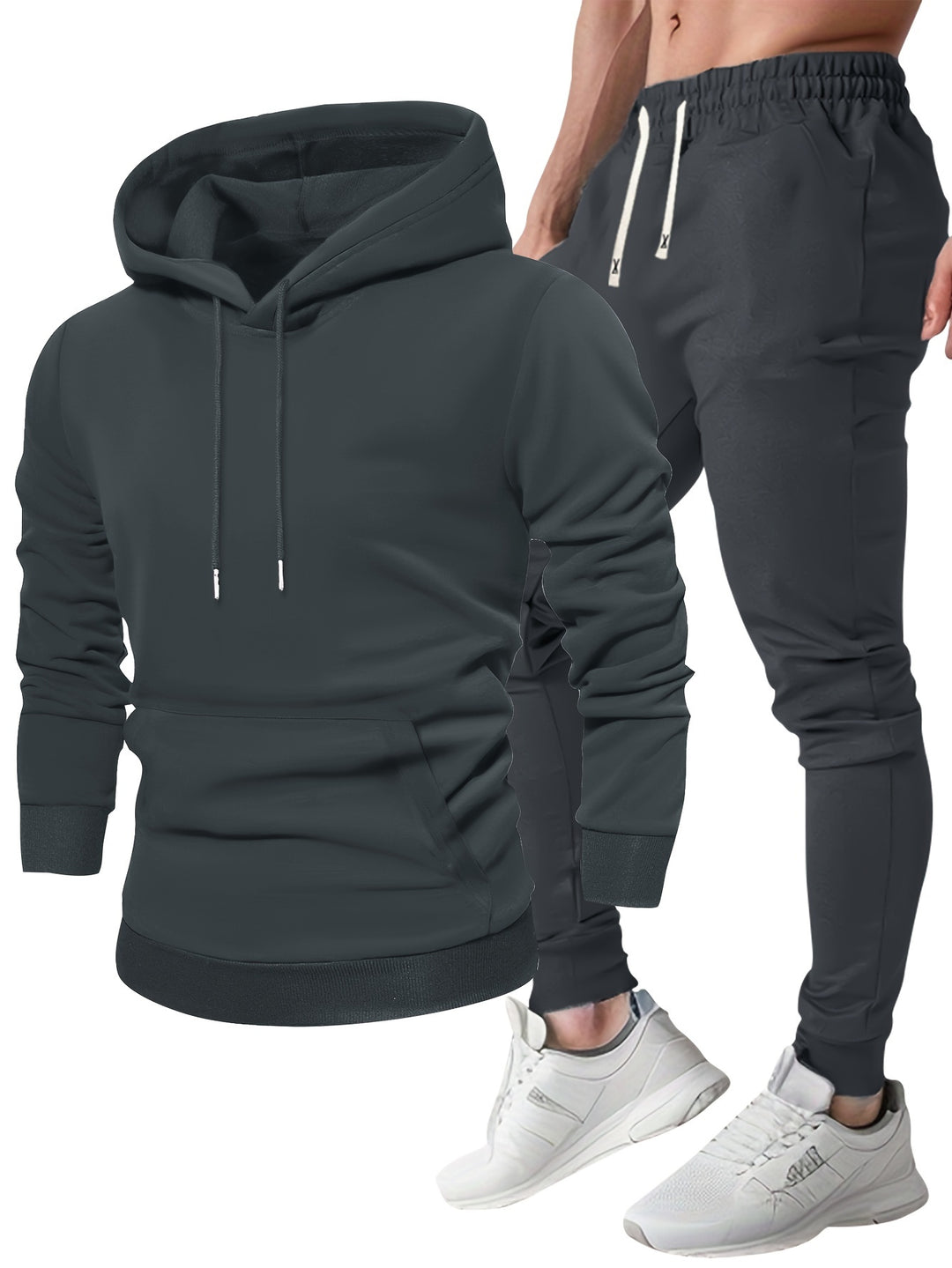 Tuta Uomo Felpa con Cappuccio e Pantaloni Jogger