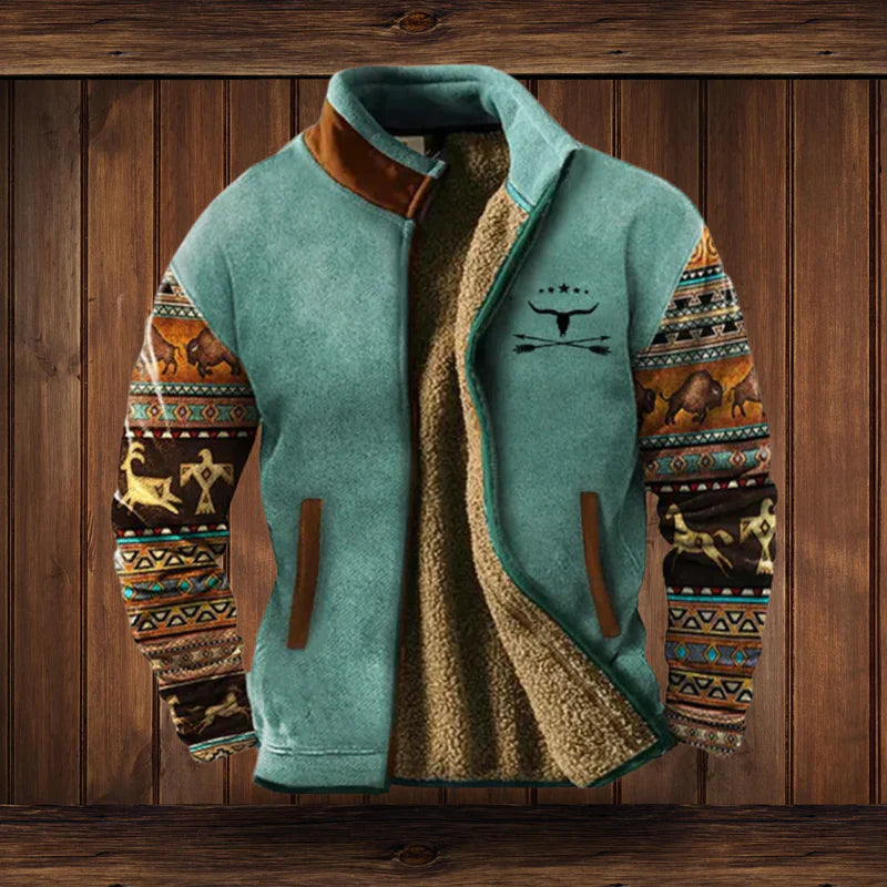Giacca Invernale Uomo Vintage con Collo Alto e Fodera Calda