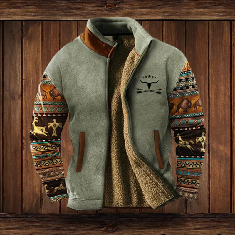 Giacca Invernale Uomo Vintage con Collo Alto e Fodera Calda