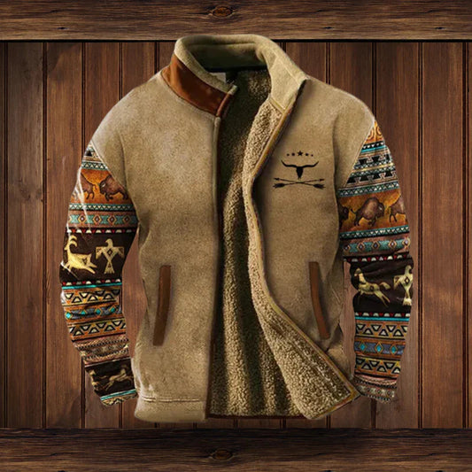 Giacca Invernale Uomo Vintage con Collo Alto e Fodera Calda