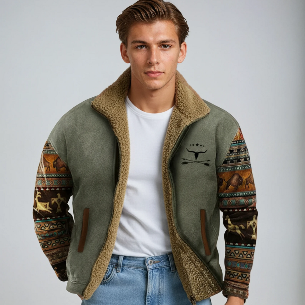 Giacca Invernale Uomo Vintage con Collo Alto e Fodera Calda