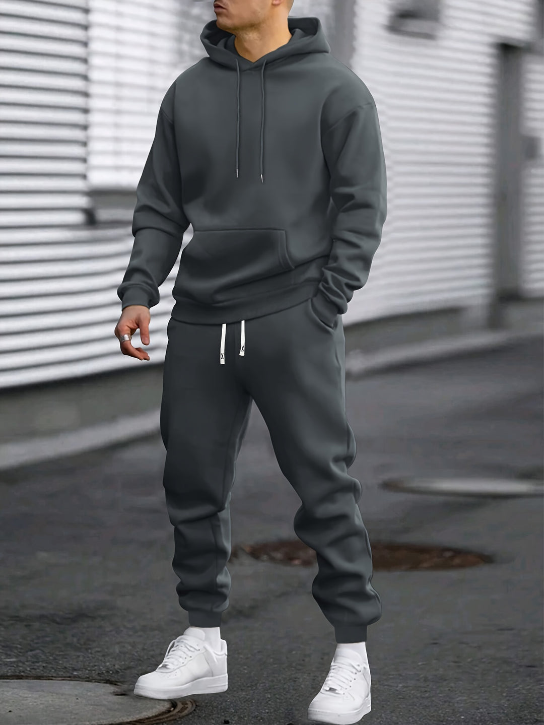 Tuta Uomo Felpa con Cappuccio e Pantaloni Jogger