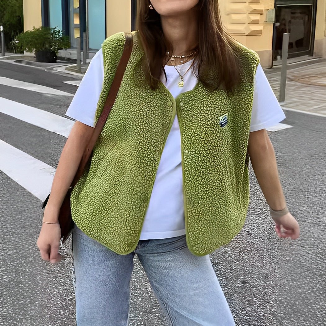 Gilet Donna Smanicato con Tasche Frontali, Taglio Comodo