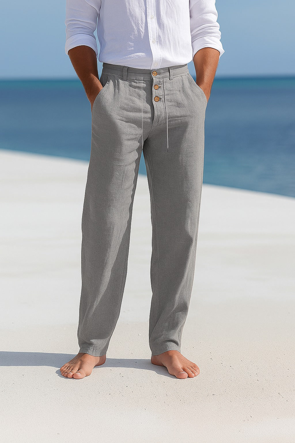 Pantaloni Uomo in Lino a Gamba Dritta, Freschi ed Estivi