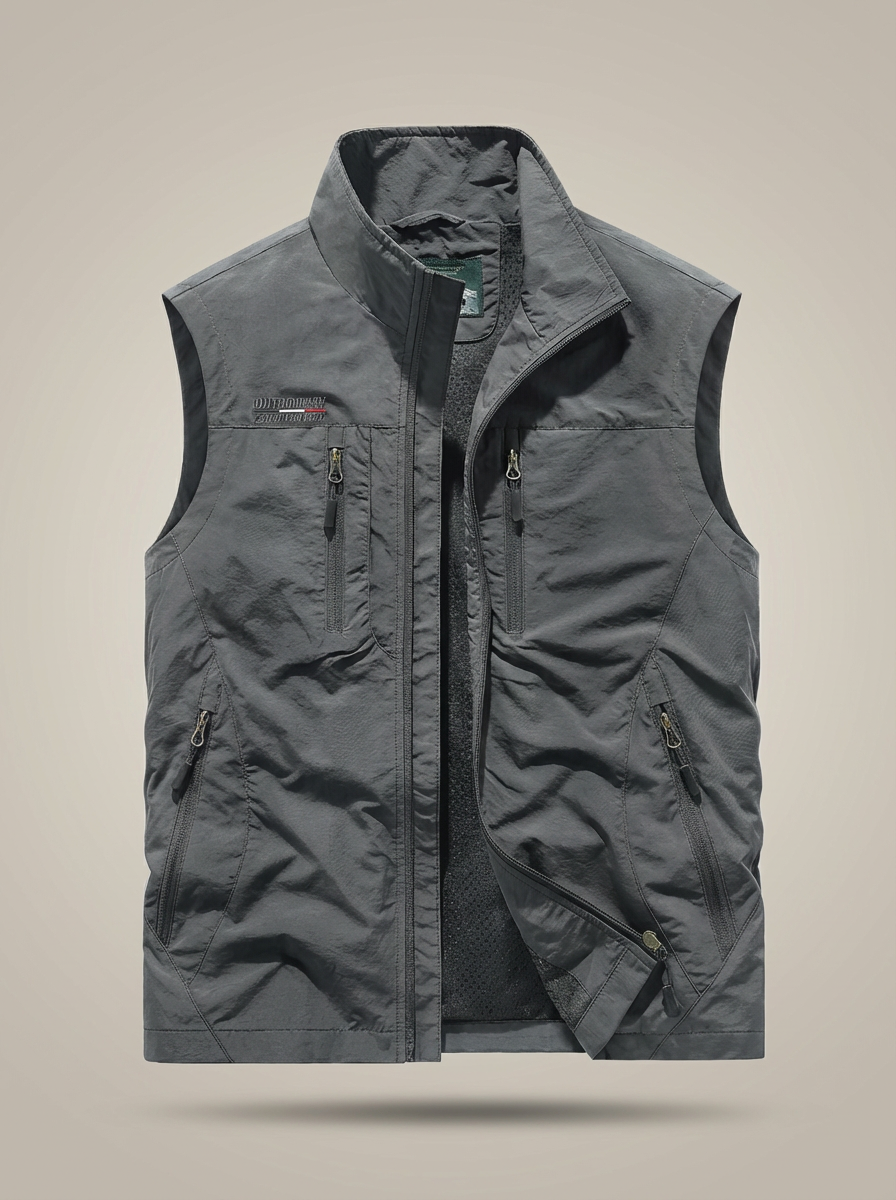 Gilet Slim Fit da Uomo – Con Zip e Tasche, Adatto per Primavera e Autunno