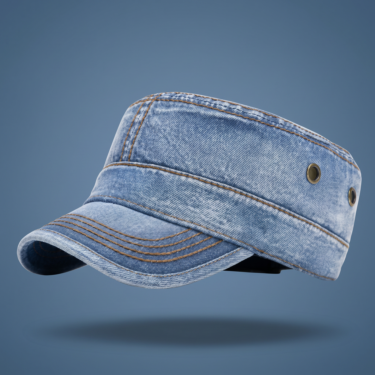 Cappello Cadetto in Denim Unisex con Visiera Rigida