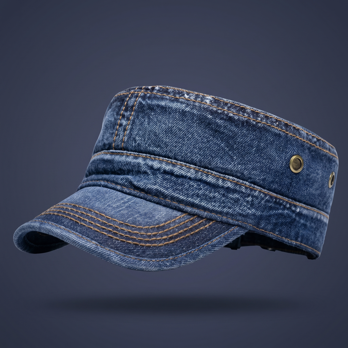 Cappello Cadetto in Denim Unisex con Visiera Rigida