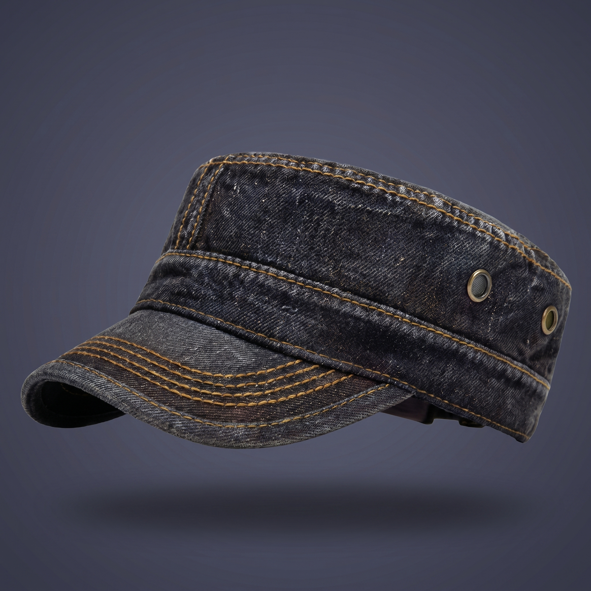 Cappello Cadetto in Denim Unisex con Visiera Rigida
