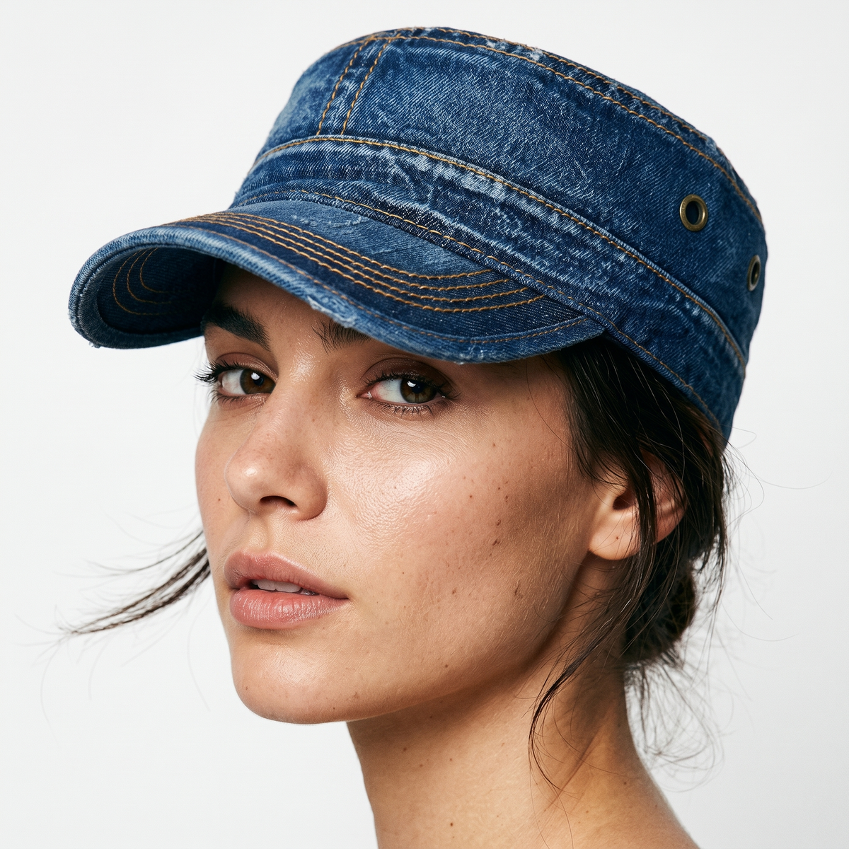 Cappello Cadetto in Denim Unisex con Visiera Rigida