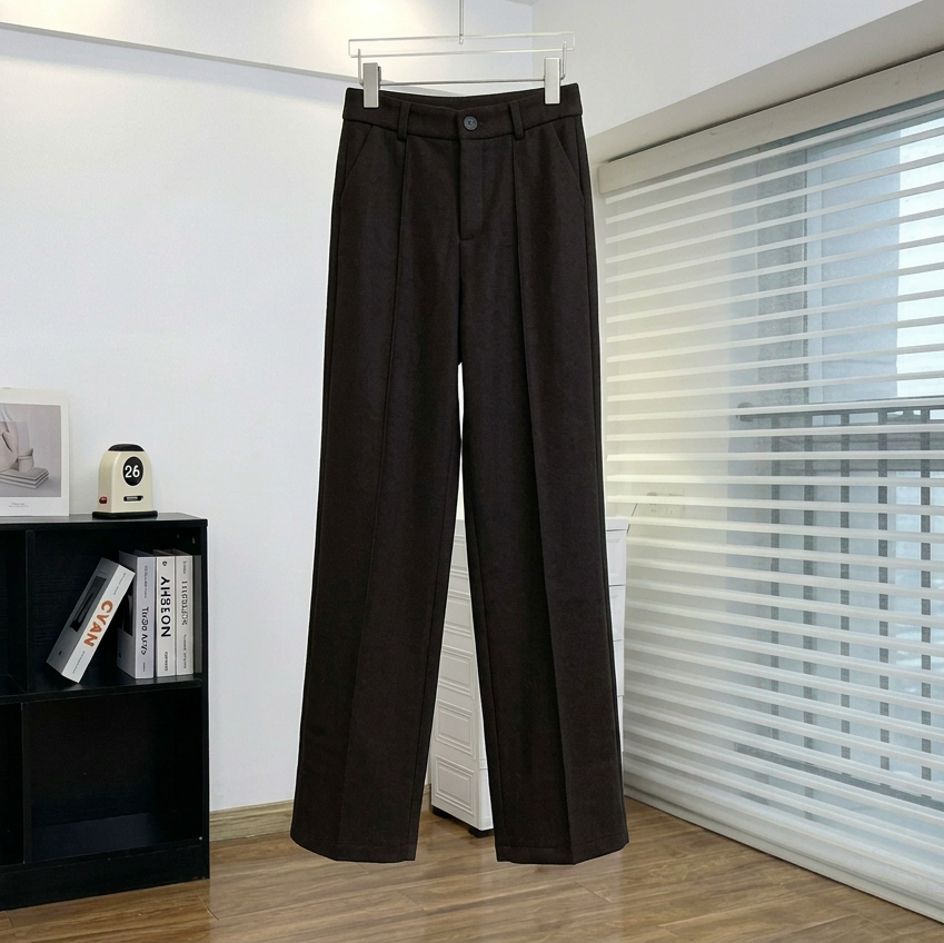 Pantaloni Donna in Lana a Gamba Dritta, Vestibilità Strutturata Invernale