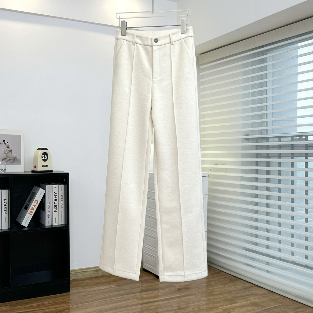 Pantaloni Donna in Lana a Gamba Dritta, Vestibilità Strutturata Invernale