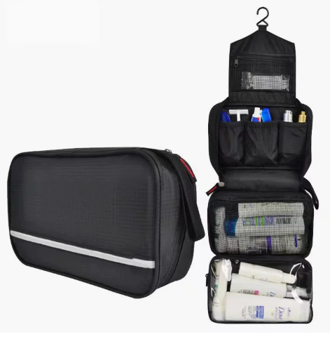 Beauty Case da Viaggio Pieghevole con Gancio e Scomparti Multipli