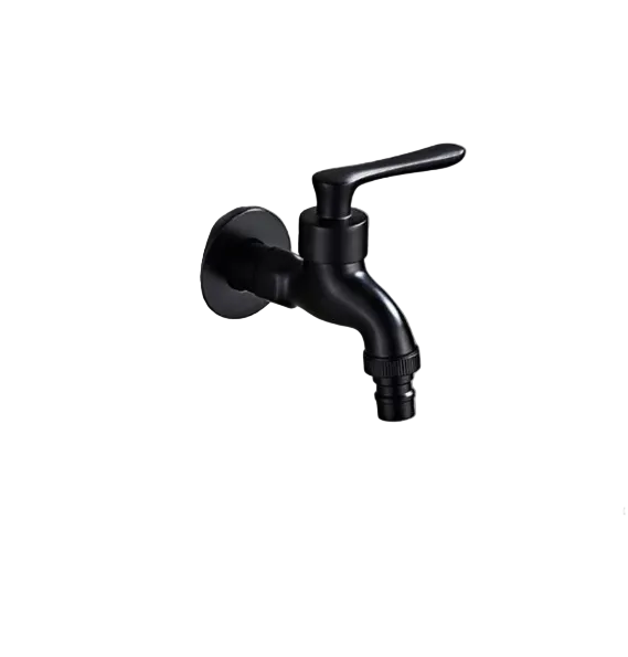 Rubinetto a Parete in Ottone Massiccio Nero Opaco per Cucina, Bagno e Giardino