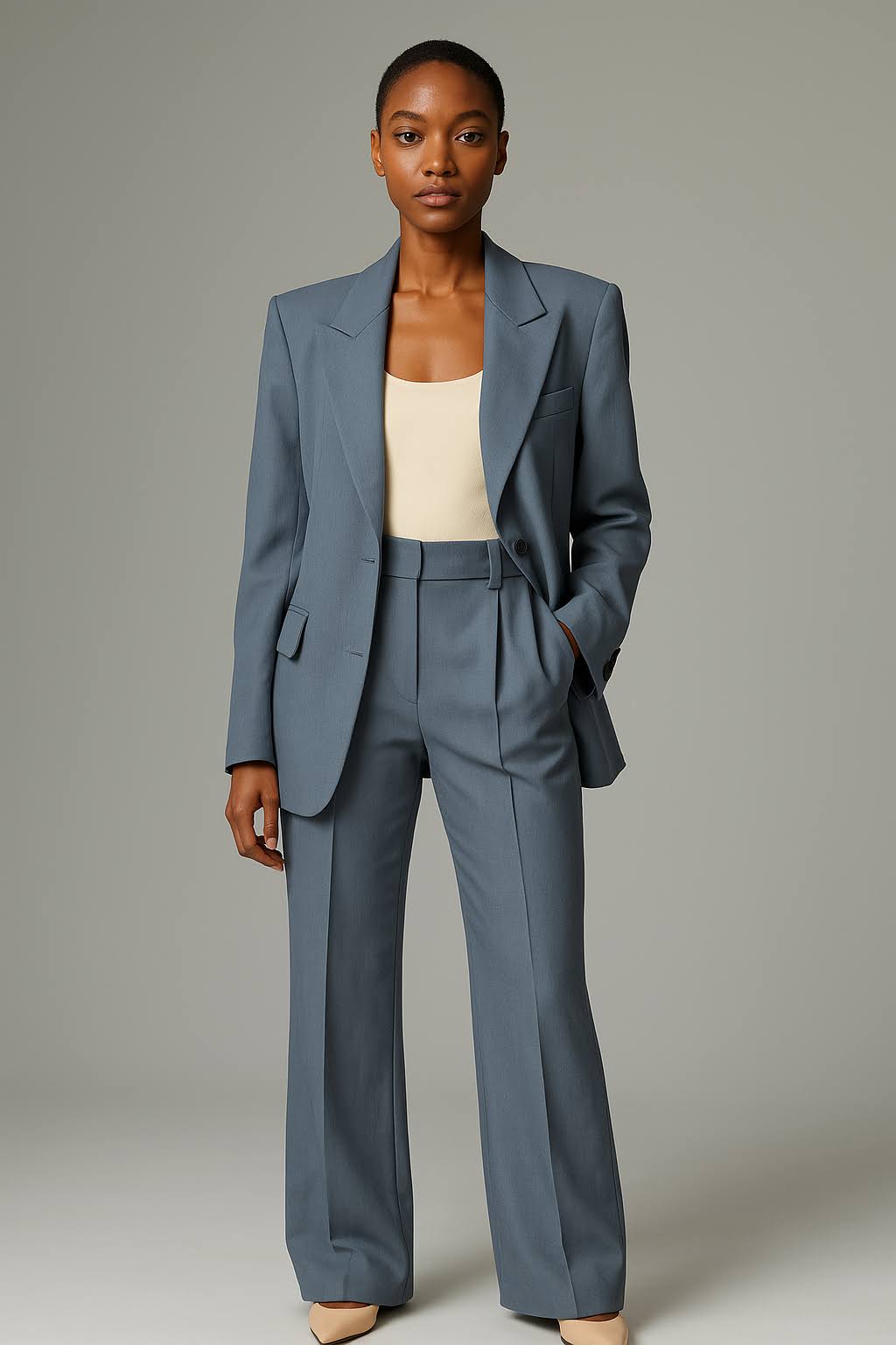 Set Femminile Scolpito – Blazer e Pantaloni, Adatto per Lavoro e Occasioni Formali