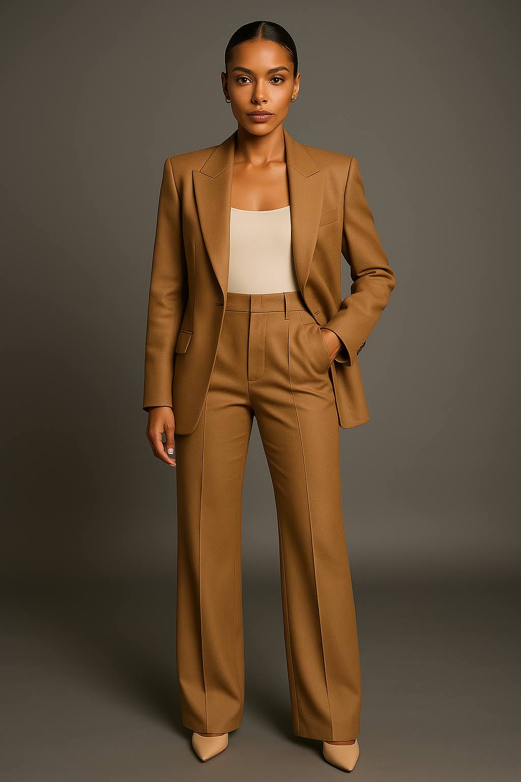 Completo Donna a Due Pezzi – Poliestere Leggero, Blazer Slim Fit con Pantaloni Ampi per Ufficio o Occasioni Formali