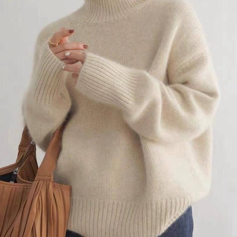 Maglione Donna Cashmere Collo Alto a Manica Lunga