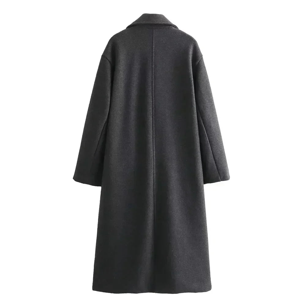 Cappotto Donna Lungo Doppiopetto con Revers a Lancia