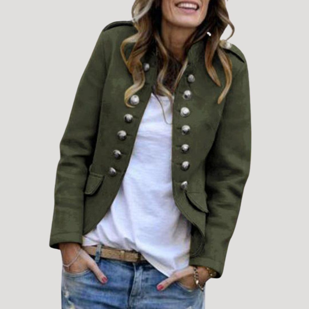Giacca Donna Corta Doppiopetto Stile Militare