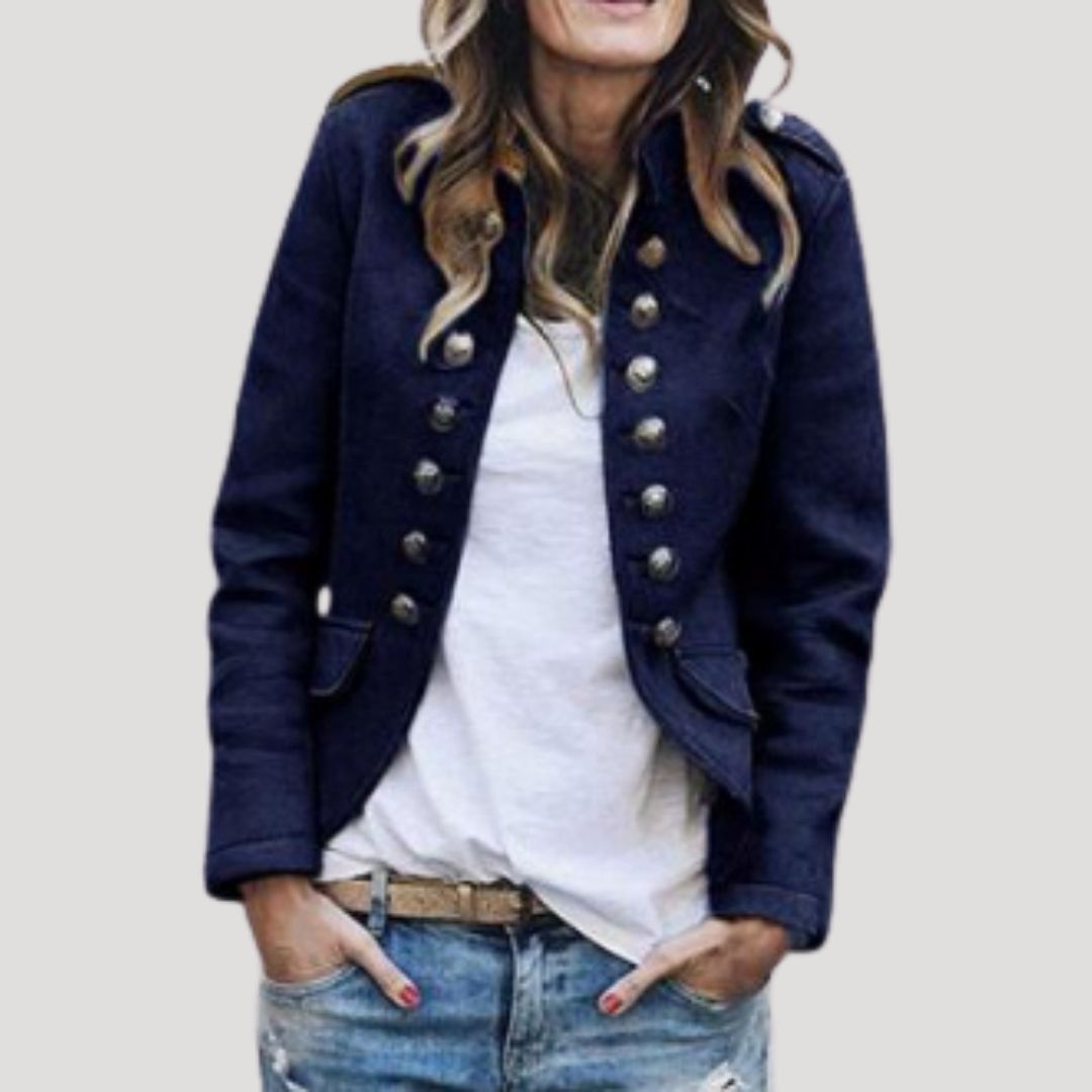 Giacca Donna Corta Doppiopetto Stile Militare