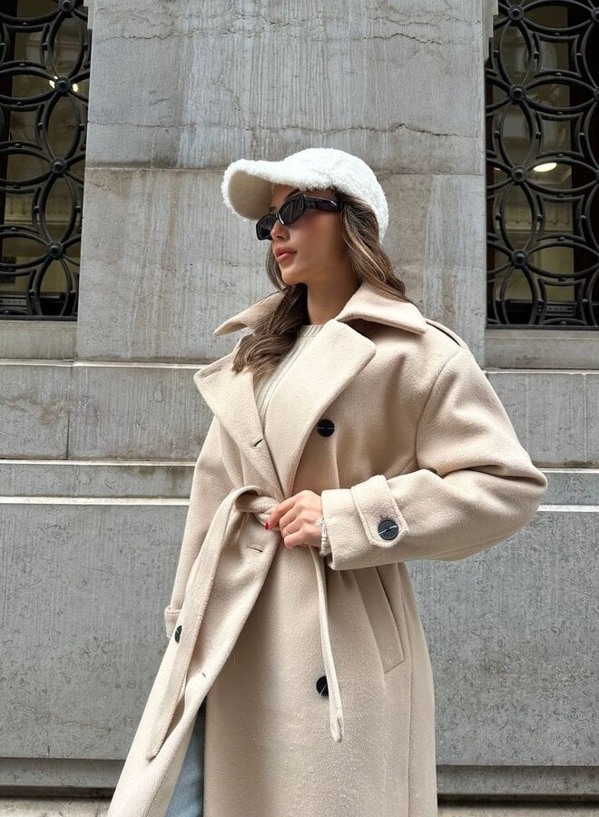 Cappotto Donna Lungo Doppiopetto con Revers a Lancia