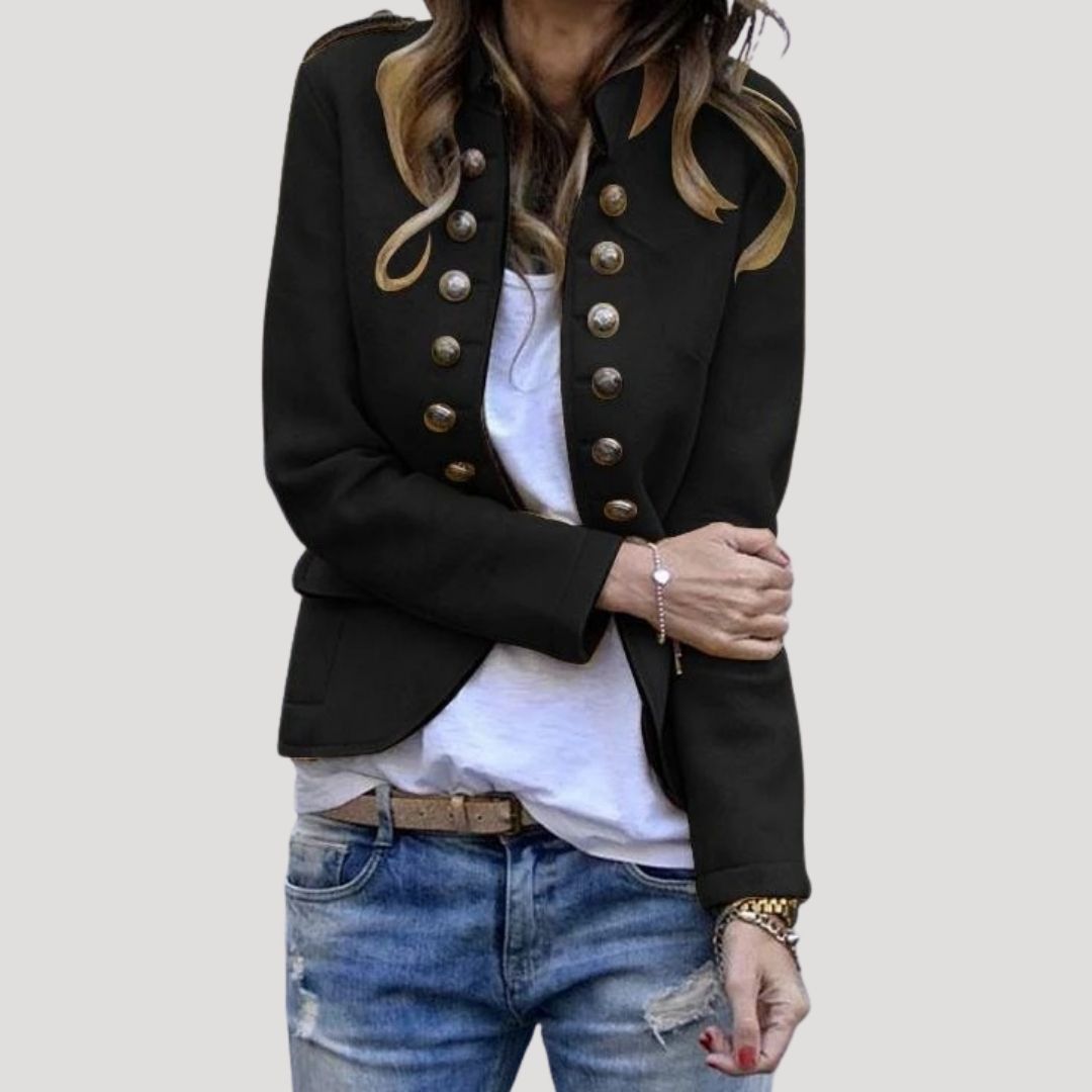 Giacca Donna Corta Doppiopetto Stile Militare