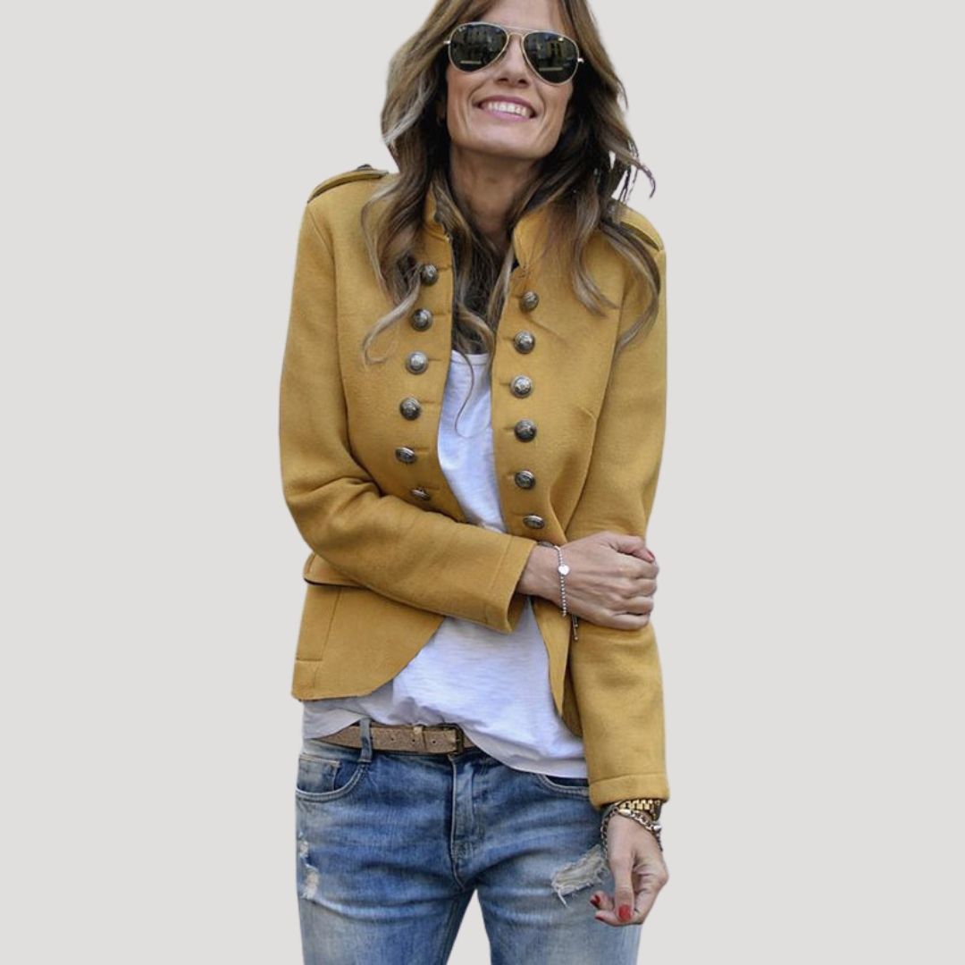 Giacca Donna Corta Doppiopetto Stile Militare