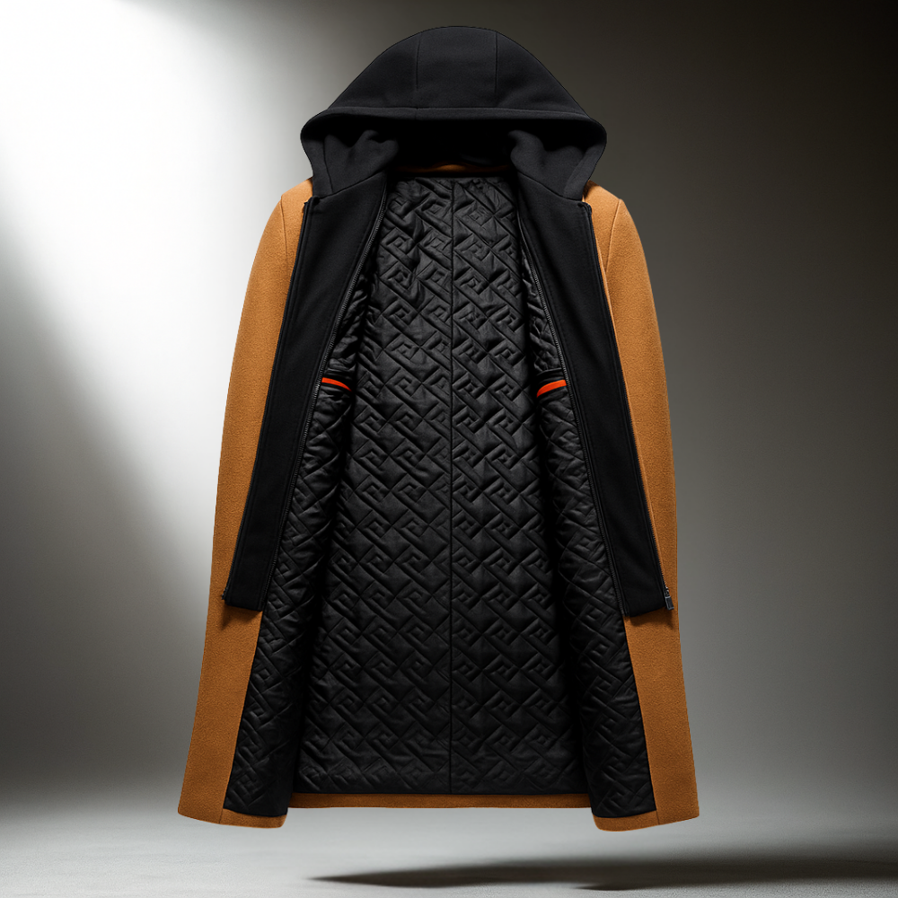 Cappotto Uomo in Misto Lana con Cappuccio