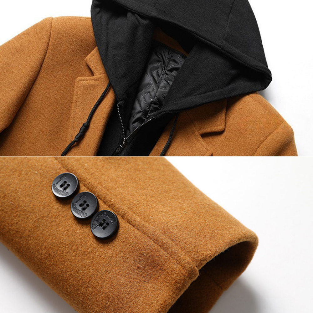 Cappotto Uomo in Misto Lana con Cappuccio