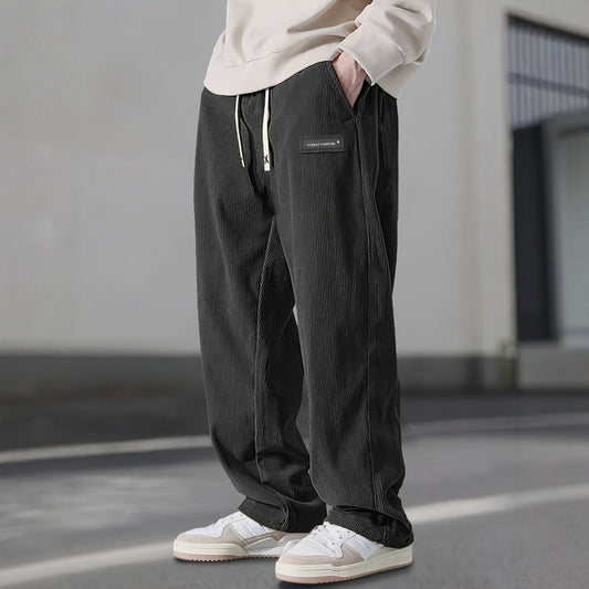 Pantaloni Uomo in Velluto a Coste Larghi con Coulisse e Tasche