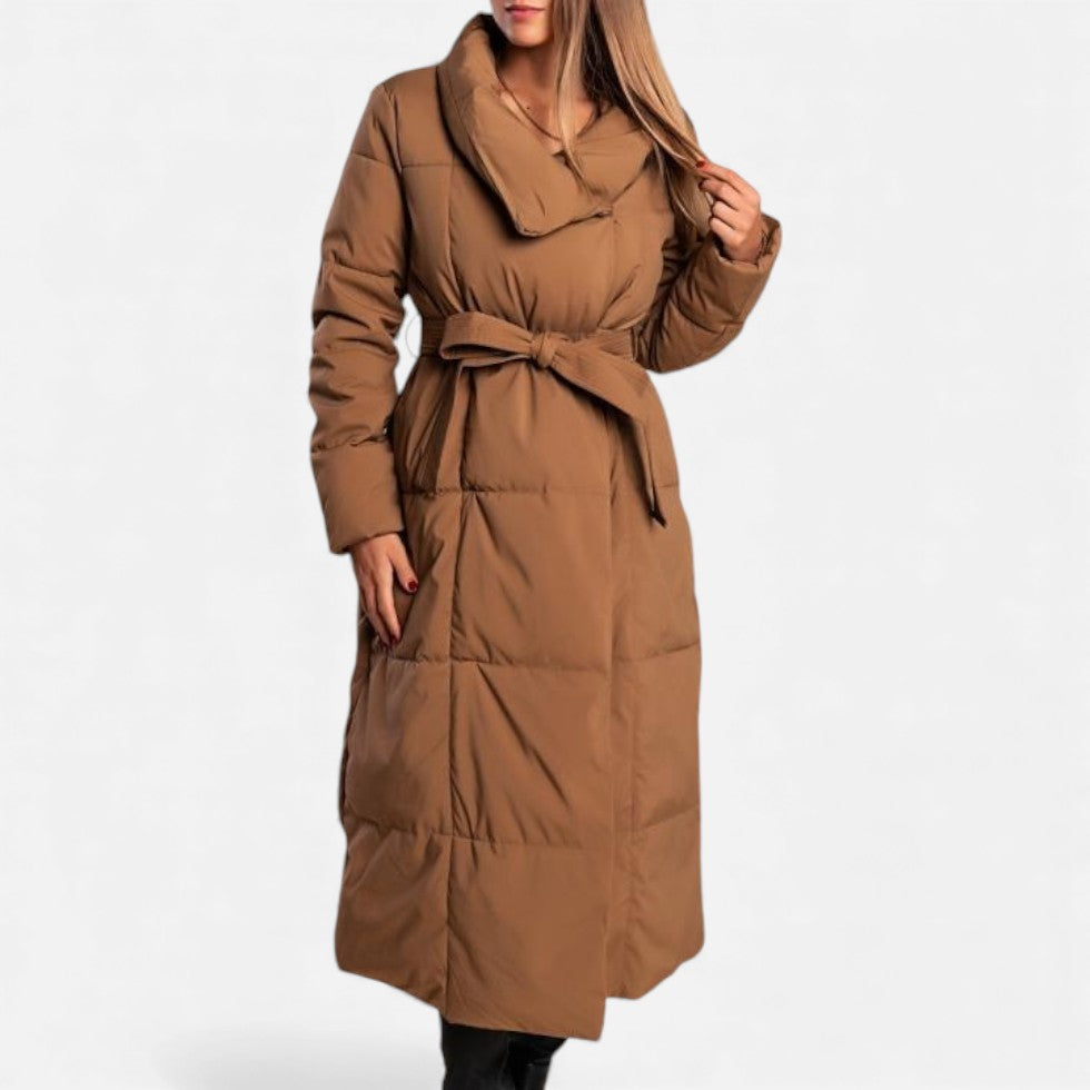 Piumino Lungo Donna Trapuntato con Cintura - Cappotto Invernale
