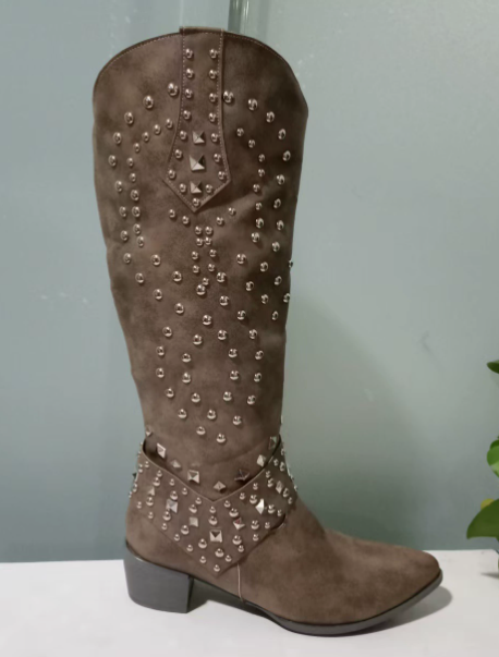 Donna - Stivali da cowboy alti fino al ginocchio - Rivetati