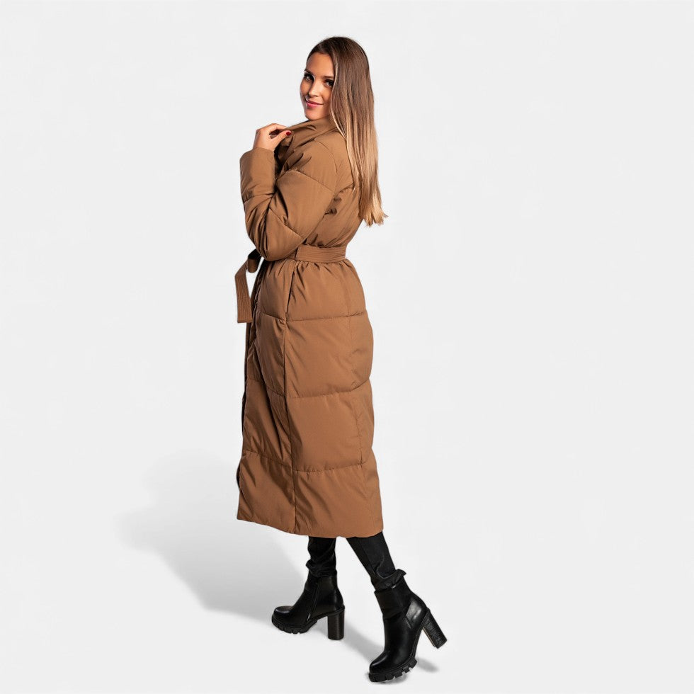 Piumino Lungo Donna Trapuntato con Cintura - Cappotto Invernale