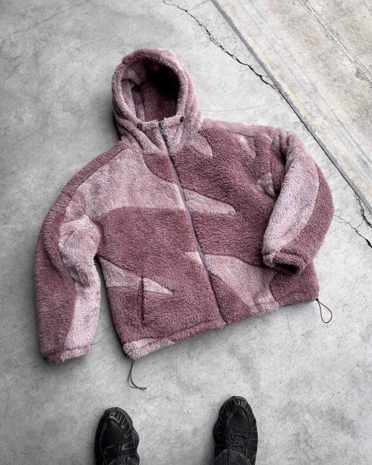 Giacca Uomo in Pile con Cappuccio e Zip Color Block