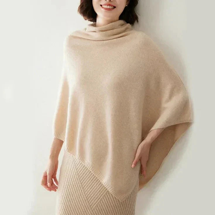 Donna - Top poncho - Miscela di lana - Scollo a cappuccio