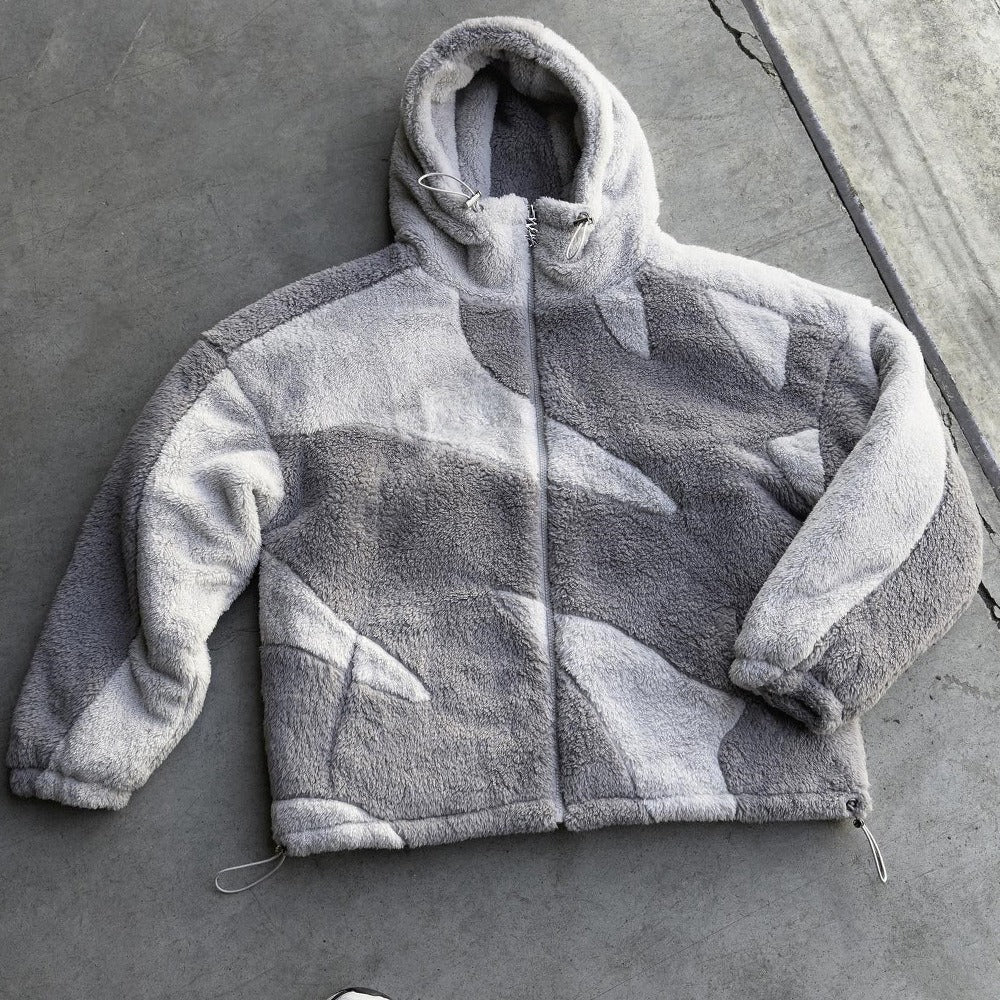 Giacca Uomo in Pile con Cappuccio e Zip Color Block