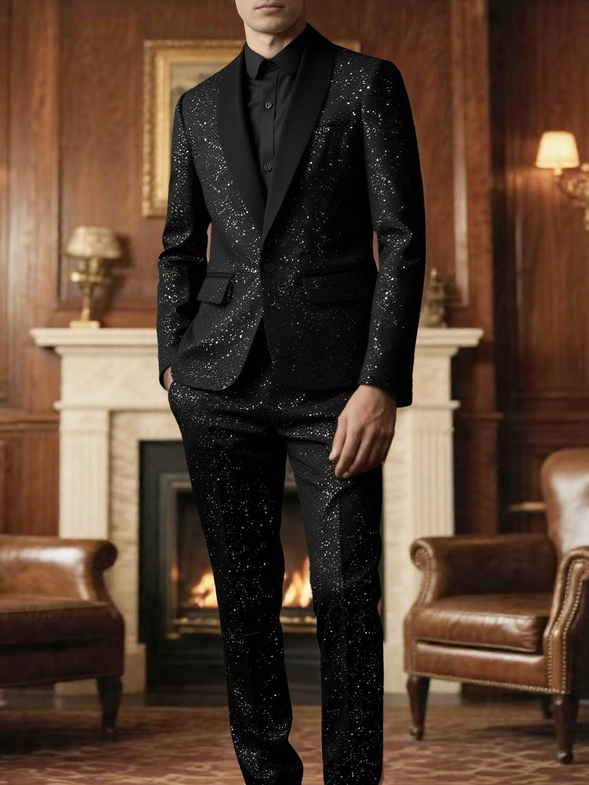 Completo Uomo Glitter Giacca e Pantaloni – Set Elegante Festa