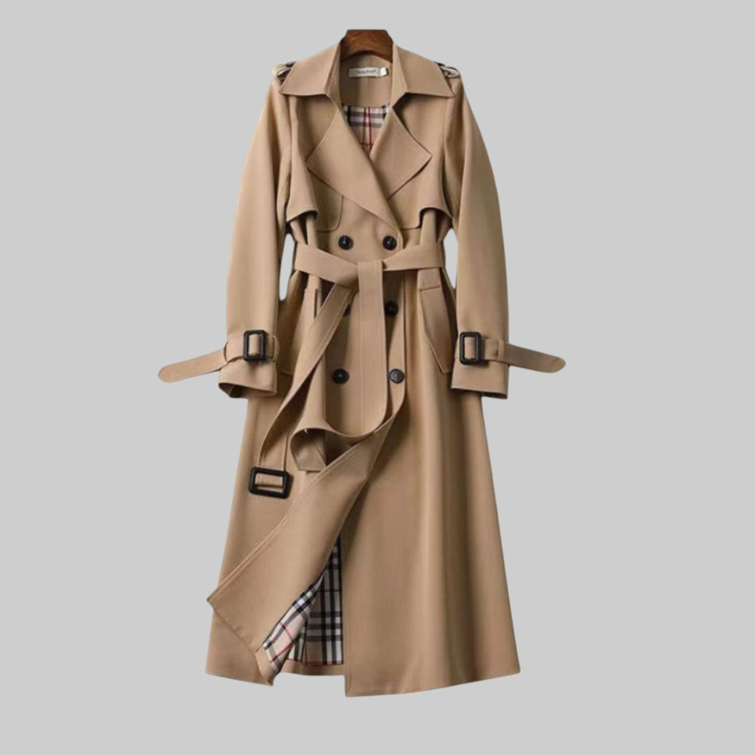 Trench Coat Donna Doppiopetto con Cintura in Vita