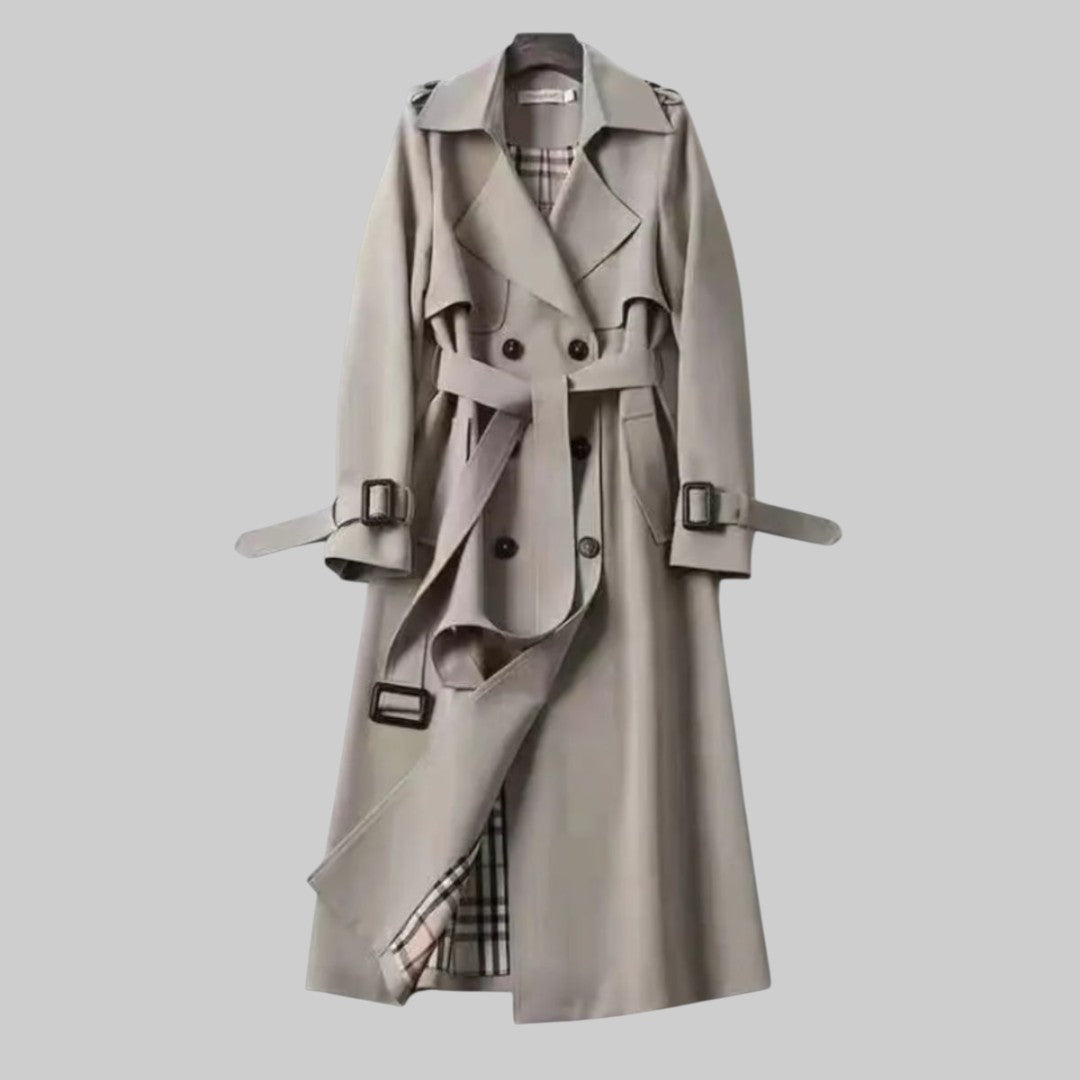 Trench Coat Donna Doppiopetto con Cintura in Vita