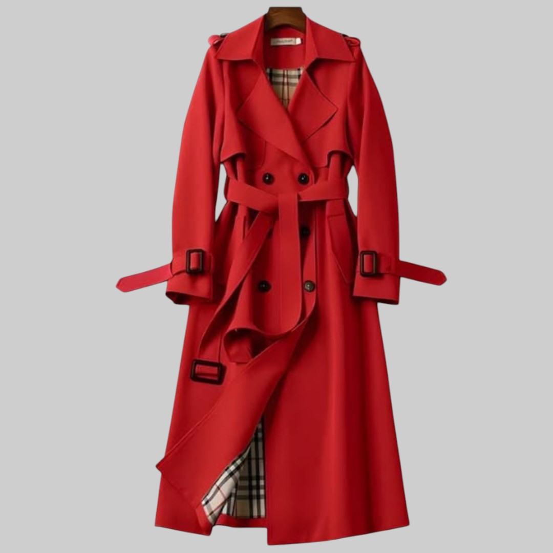 Trench Coat Donna Doppiopetto con Cintura in Vita
