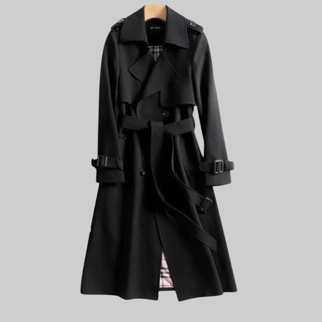 Trench Coat Donna Doppiopetto con Cintura in Vita