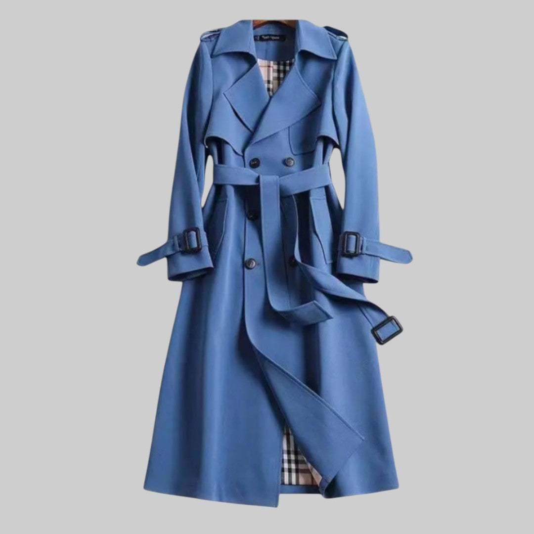 Trench Coat Donna Doppiopetto con Cintura in Vita