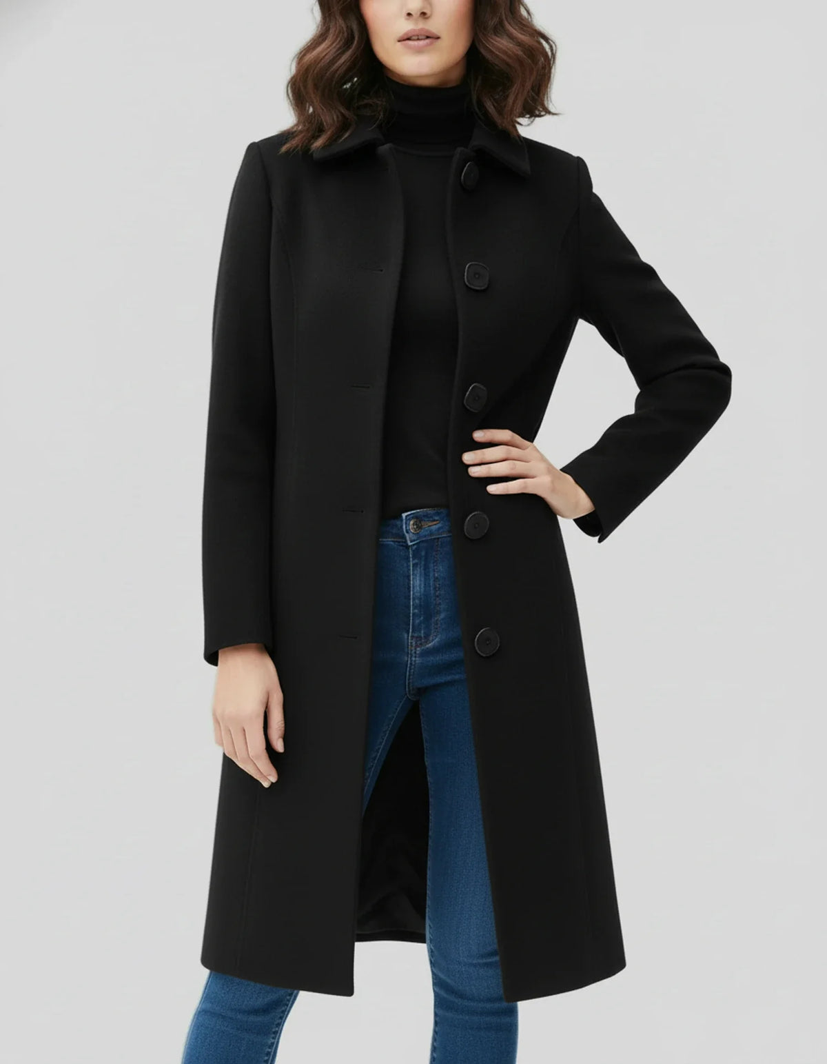 Cappotto Trench Donna Monopetto Invernale con Colletto Classico