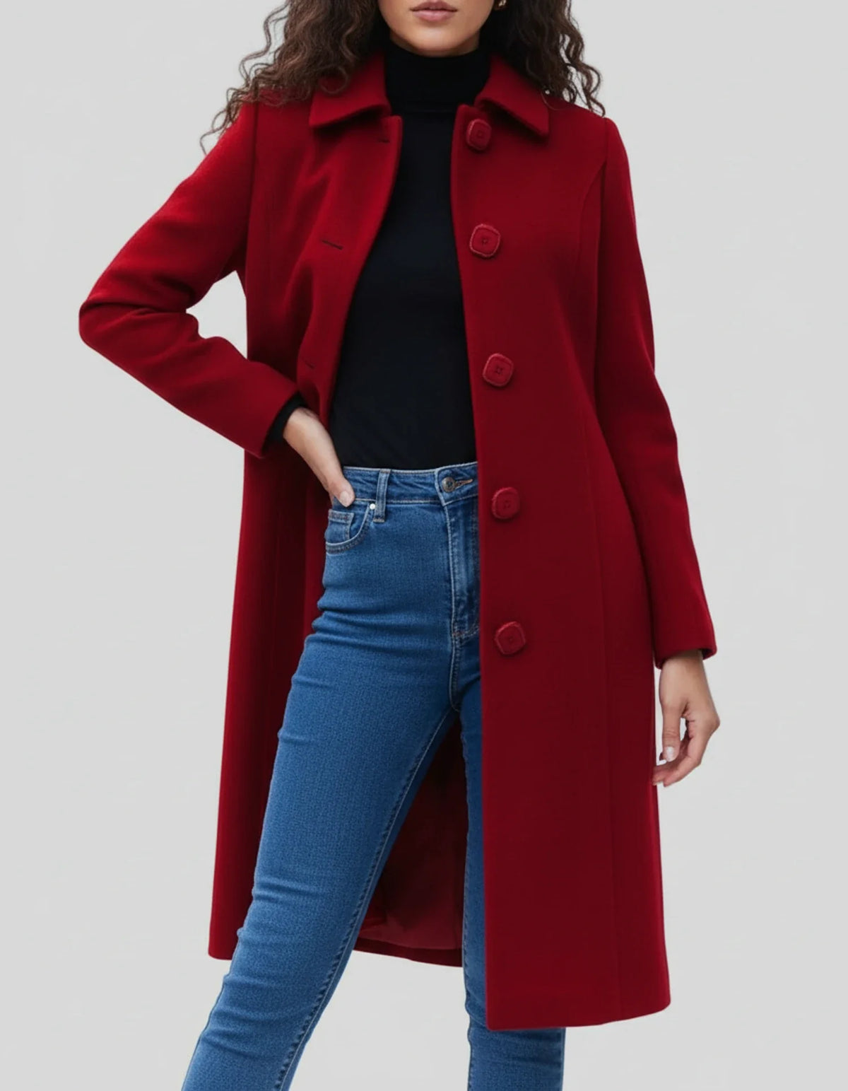Cappotto Trench Donna Monopetto Invernale con Colletto Classico