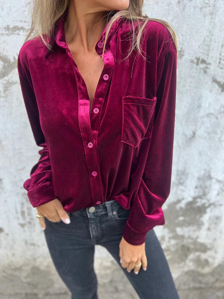 Camicia Donna in Velluto - Blusa Elegante Autunno Inverno
