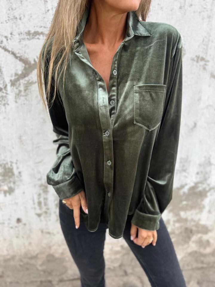 Camicia Donna in Velluto - Blusa Elegante Autunno Inverno