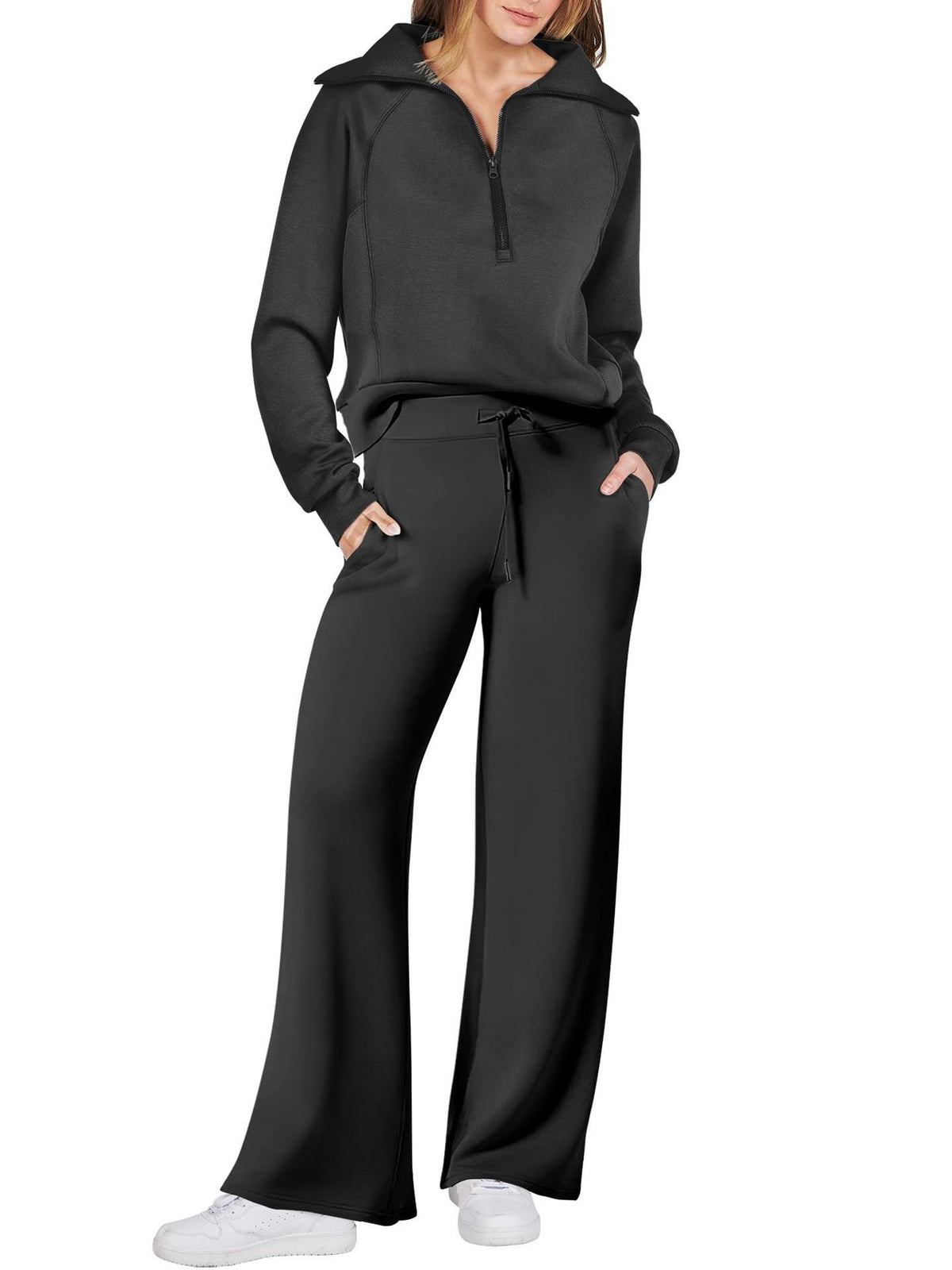 Set Loungewear Comfort Unisex - Felpa Mezza Zip e Pantaloni Dritti