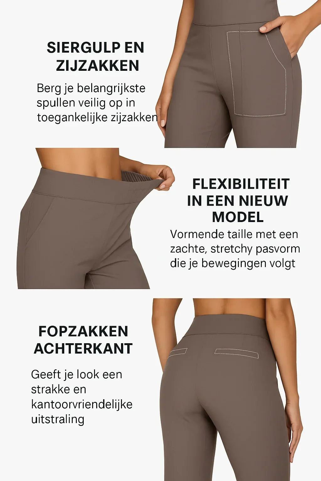 Pantaloni Donna Elasticizzati Vita Alta Comfort Fit
