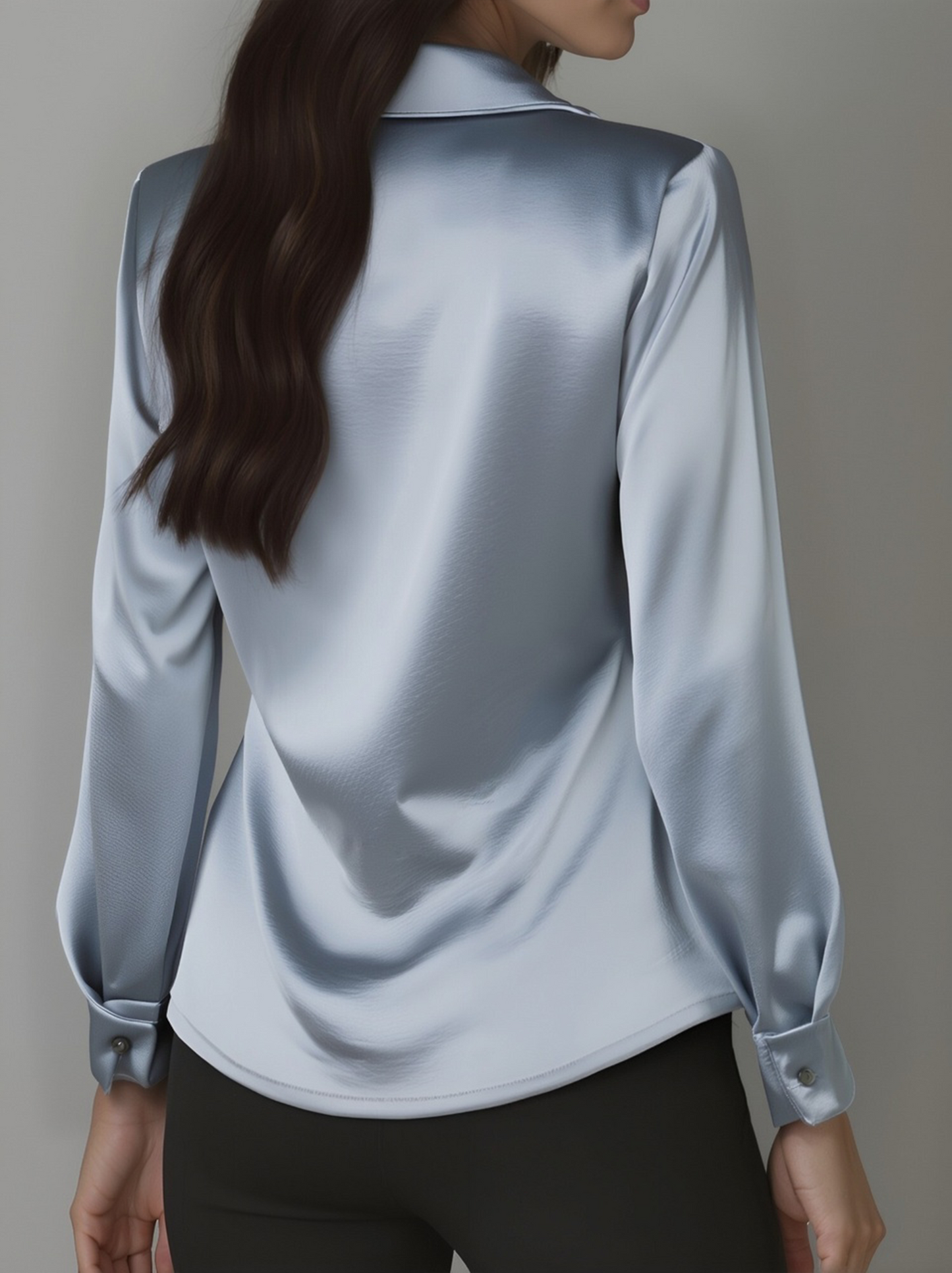 Blusa Femminile Sottile – Con Collo Drappeggiato, Adatta per Lavoro e Uso Quotidiano