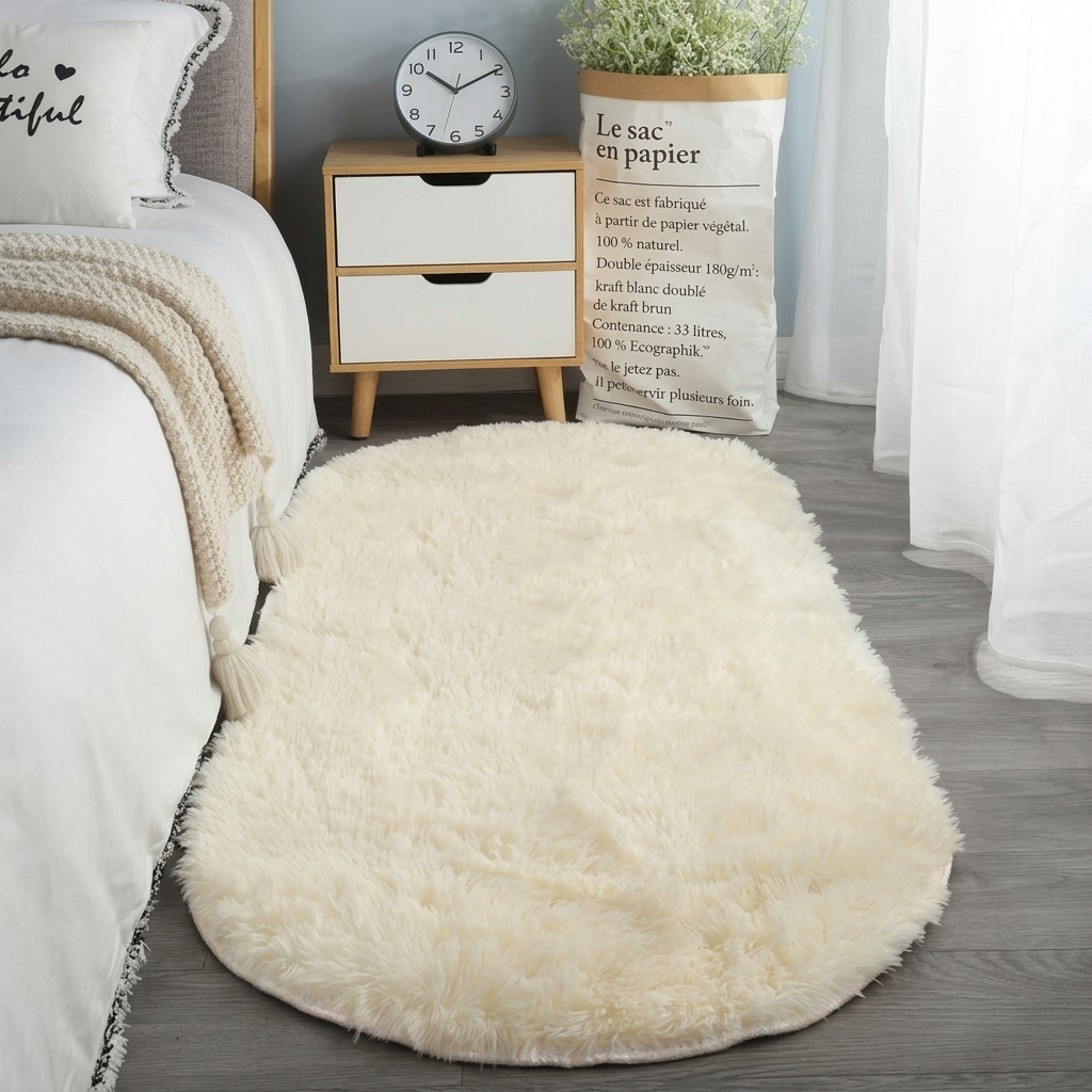 Tappeto Ovale Soffice Shaggy per Camera da Letto e Soggiorno
