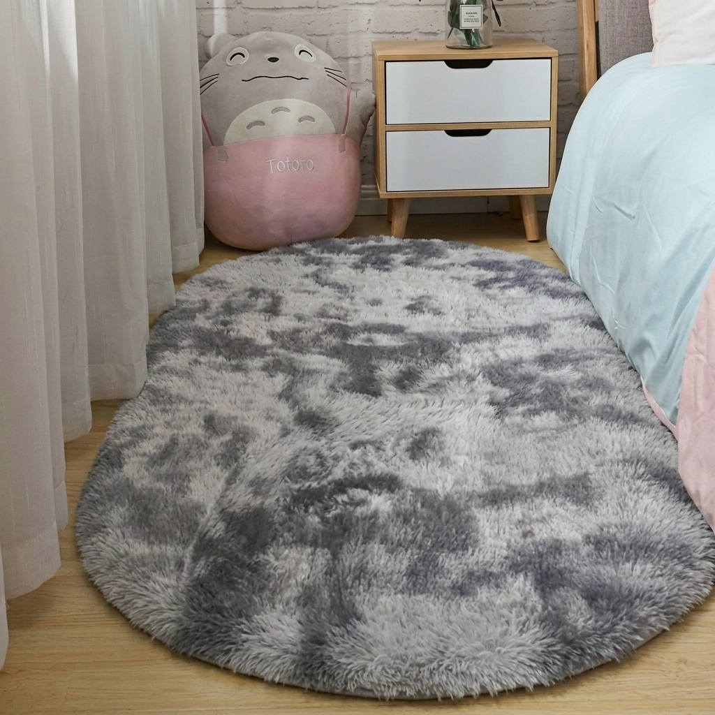 Tappeto Ovale Soffice Shaggy per Camera da Letto e Soggiorno